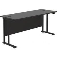 Office Hippo Heavy Duty Rectangular Cantilever Office Desk, Home Office Desk, Office Table, Integrated Cable Ports, PC Desk For Office or Home, 5 Yr Wty - Black Frame/Black Top, 180cm x 60cm
