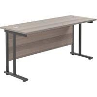 TC Group Aztec Twin Upright Rectangular Office Desk Grey Oak/Black 1600mm x 600mm (460TT)