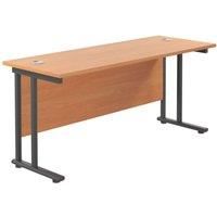 TC Group Aztec Twin Upright Rectangular Office Desk Beech/Black 1600mm x 600mm (351TT)