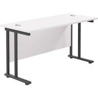 Office Hippo Heavy Duty Rectangular Cantilever Office Desk, Home Office Desk, Office Table, Integrated Cable Ports, PC Desk For Office or Home, 5 Yr Wty - Black Frame/White Top, 120cm x 60cm