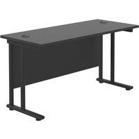 Office Hippo Heavy Duty Rectangular Cantilever Office Desk, Home Office Desk, Office Table, Integrated Cable Ports, PC Desk For Office or Home, 5 Yr Wty - Black Frame/Black Top, 120cm x 60cm