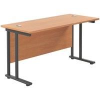 TC Group Aztec Twin Upright Rectangular Office Desk Beech/Black 1200mm x 600mm (899TT)