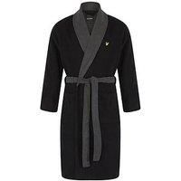 Adrian Contrast Collar And Belt Bath Robe Black / Granite Grey
