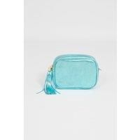 Beau - Italian Leather Crossbody Bag - Aqua, Metallic