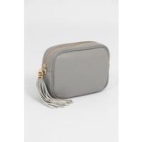 Beau Italian Leather Crossbody Bag - Light Grey, Pebbled