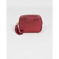 Beau - Italian Leather Crossbody Bag - Red, Metallic