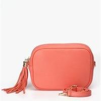 Beau - Italian Leather Crossbody Bag - Coral, Pebbled