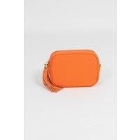 Beau - Italian Leather Crossbody Bag - Orange, Pebbled