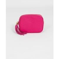 Beau Italian Leather Crossbody Bag - Raspberry, Pebbled