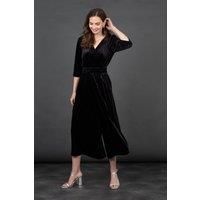 Sophia Wide Leg Cropped Velvet Jumpsuit - Black Glitter