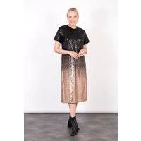 Celeste Sequin Midi T-Shirt Dress - Black/Bronze