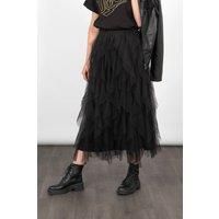 Layla Maxi Tulle Skirt - Black, Layered Frills