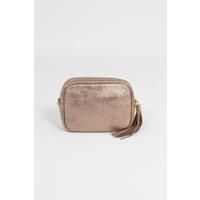 Beau - Italian Leather Crossbody Bag - Champagne, Metallic