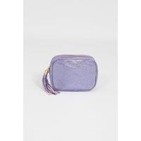 Beau Italian Leather Crossbody Camera Bag - Lilac, Metallic