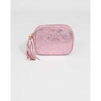 Beau - Italian Leather Crossbody Bag - Light Pink, Metallic