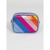 Beau Italian Leather Rainbow Striped Crossbody Camera Bag