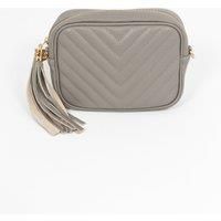 Misty Chevron Crossbody Bag - Light Grey, Pebbled