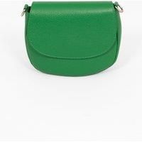 Cassandra Italian Leather Crescent Crossbody Bag - Green, Pebbled