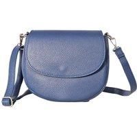 Cassandra Italian Leather Crescent Crossbody - Navy Blue, Pebbled