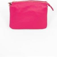Gia Italian Leather Crossbody Bag - Raspberry, Pebbled