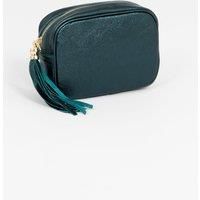 Beau - Italian Leather Crossbody Bag - Teal, Metallic