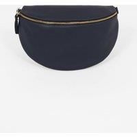 Meadow - Italian Leather Half-Moon Crossbody Bag - Navy Blue, Pebbled