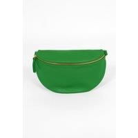 Meadow - Italian Leather Half-Moon Crossbody Bag - Green, Pebbled