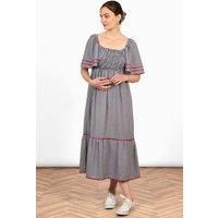 Briar Milkmaid Maxi Dress - Black, Gingham
