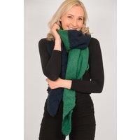 Sarta Women's Green Navy Colourblock Heavyweight Winter Scarf Warm Shawl