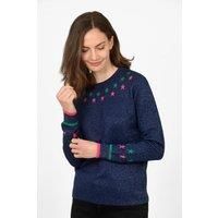 Sarta Women's Navy Glitter Jumper with Star Detailed Neckline | Size: 16-18