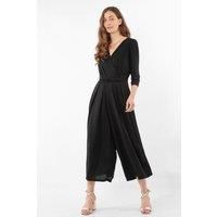 Black Glitter Retro Print Wide Leg Jumpsuit