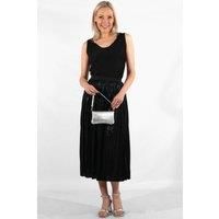 Claudia Pleated Midi Skirt - Black, Foil