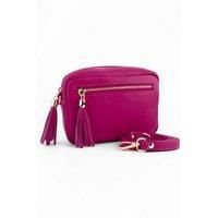 Fleur Italian Leather Crossbody Bag - Berry, Pebbled