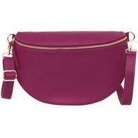 Berry Large Italian Leather Half Moon Crossbody Bag