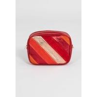 Beau Italian Leather Rainbow Striped Crossbody Camera Bag
