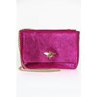 Maisie - Italian Leather Crossbody Bag - Raspberry, Metallic
