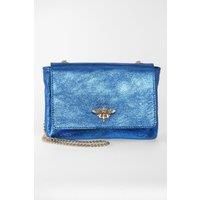 Maisie - Italian Leather Crossbody Bag - Royal Blue, Metallic