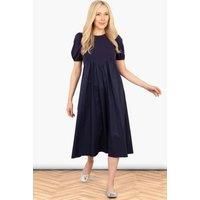 Sawyer Cotton Midaxi Dress - Navy Blue, Jersey Mix