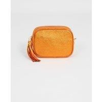 Beau - Italian Leather Crossbody Bag - Burnt Orange, Metallic