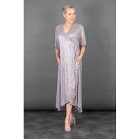 Liv Wrap Dress - Silver, Sequin