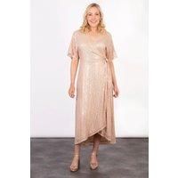 Sarta Women's Liv Midi Wrap Dress - Gold, Sequin in Gold | Size: Medium