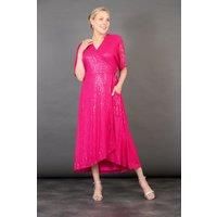 Liv Wrap Dress - Raspberry, Sequin