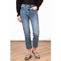 Fallon Slim Leg Straight Cut Jeans - Mid Wash Blue, Denim