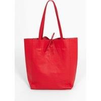 Heather Italian Leather Tote Bag - Red, Pebbled