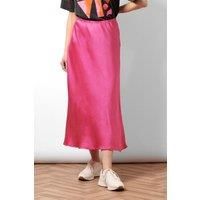 Cassie Silky Midi Slip Skirt - Hot Pink