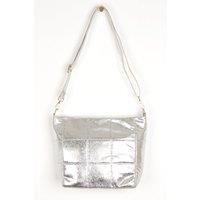 Stella Crossbody Bag - Silver, Cracked Metallic Faux Leather