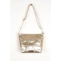 Stella Mid Size Crossbody - Gold, Cracked Metallic Faux Leather