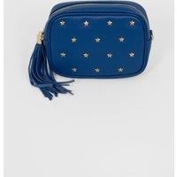 Eloise - Italian Leather Star Studded Crossbody Bag - Royal Blue, Pebbled