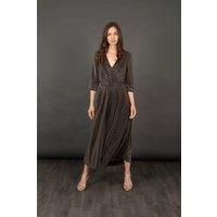 Sophia Wide Leg Cropped Jumpsuit - Black/Gold, Retro Glitter