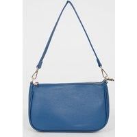 Italian Leather Baguette Bag - Royal Blue, Pebbled